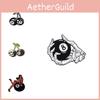 Stylish Black 8 Ball Design Metal Brooch Innovative Cherry Skull Cartoon Character Pin For Trendy Outfits