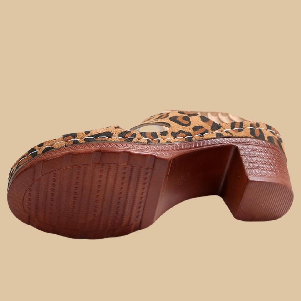 Мода Мода Леопардовые Туфли-шлепанцы с вырезами Женские 2025 Лето Туфли на высоком каблуке Женские Сексуальные Дизайнерские С перекрестной шнуровкой Круглый носок Женские