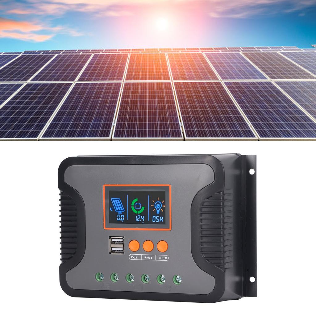 ШИМ-контроллер солнечной зарядки 80A 12V 24V 36V 48V двойной USB порт ЖК-дисплей для зарядки аккумулятора