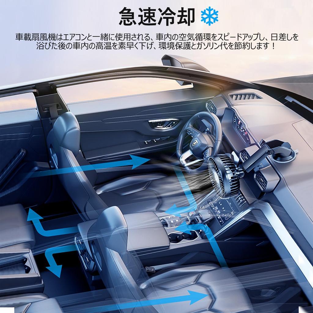 Lwuckbarrt Car Fan, New in Summer, Car Fan, 3 Levels of Airflow, USB Port,