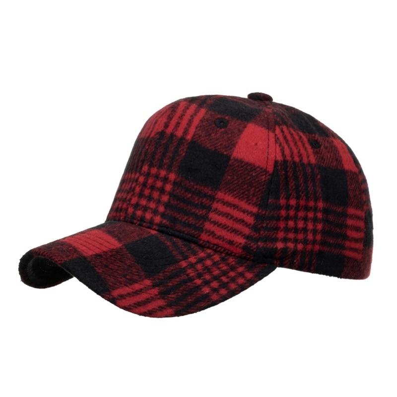 Classic Plaid Print Baseball Cap Unisex Plaid Outdoor Casual Cap Autumn Winter Adjustable Peaked Cap