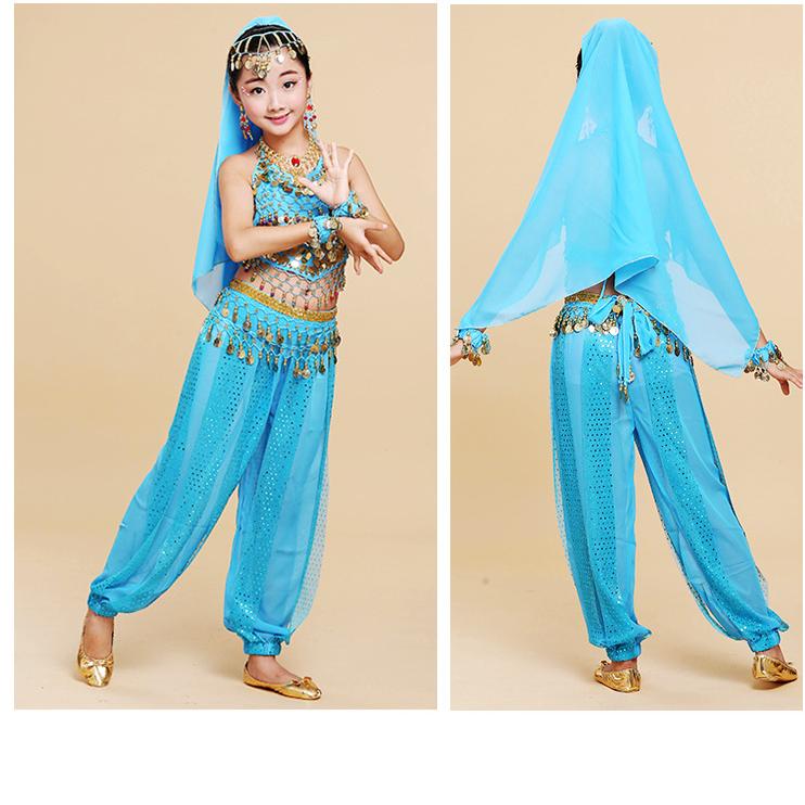 Детские индийские танцевальные костюмы Костюмы Детские танцевальные костюмы Синьцзян Танец живота для девочек Детские народные танцы