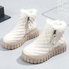 New Women's Boots Winter Velvet Warm Shoes Casual Mid Top Girls Shoes Trendy Thick Bottom Comfortable Womens Snow Boots Solid