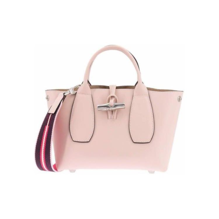 Longchamp Le Roseau 22 Bamboo Buckle Closure Small Calfskin Shoulder Tote Bag Women Handbags Light-Pink 10095HCNP53