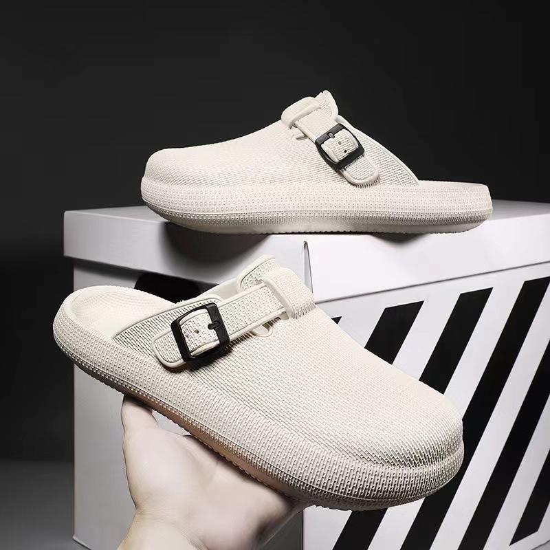Модные новинки 2024 года, летние мужские сандалии, легкие мужские повседневные туфли из ЭВА, модные тапочки с пряжкой для дома, сада, отдыха на природе, для мужчин, пляжа, на плоской подошве, большой размер 45