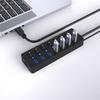 8-портовый USB-хаб 3.0, 5 Гбит/с для передачи данных и зарядка 12 Вт с адаптером питания 5 В/3 А, кабель длиной 4 фута и индивидуальные переключатели