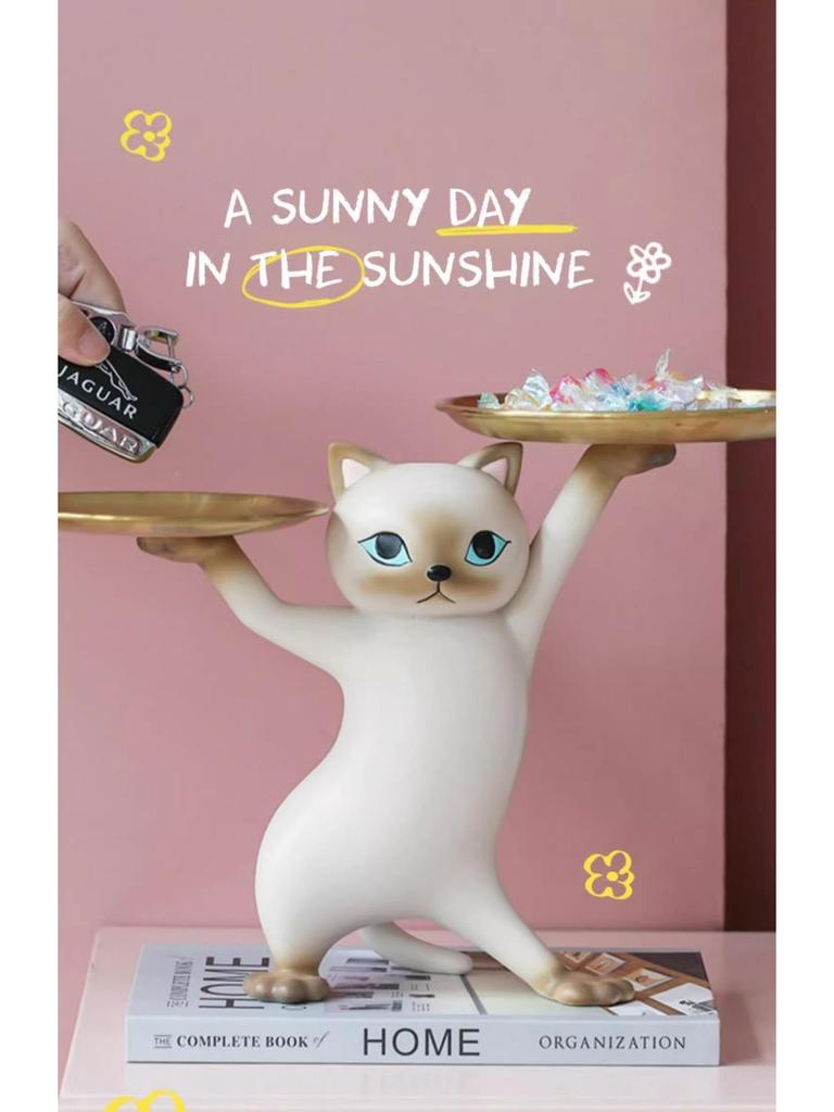 Креативный поднос для песочной скульптуры кота: Мультяшный органайзер для ключей и украшение для гостиной или прихожей, идеальный подарок на новоселье