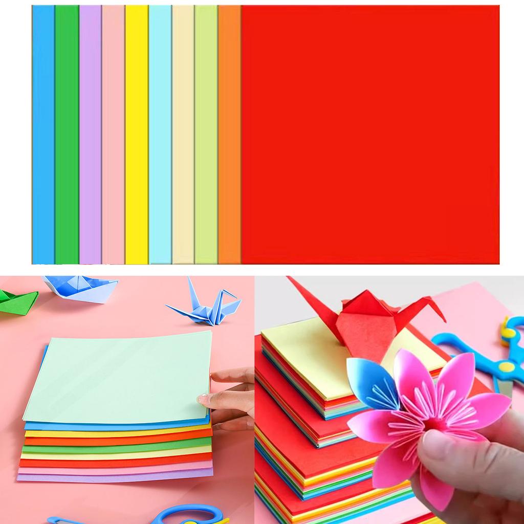 100 Pcs Origami Paper Double Sided Square Origami Paper Same Colour On Both Sides for Kids School Arts Crafts Projects