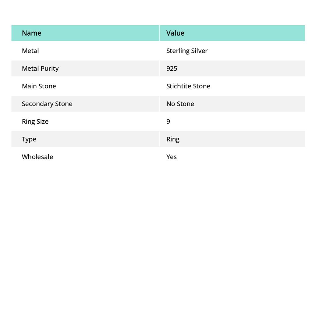 Натуральный камень стихтит, двухцветное кольцо из стерлингового серебра 925 пробы, размер 9 i6c68