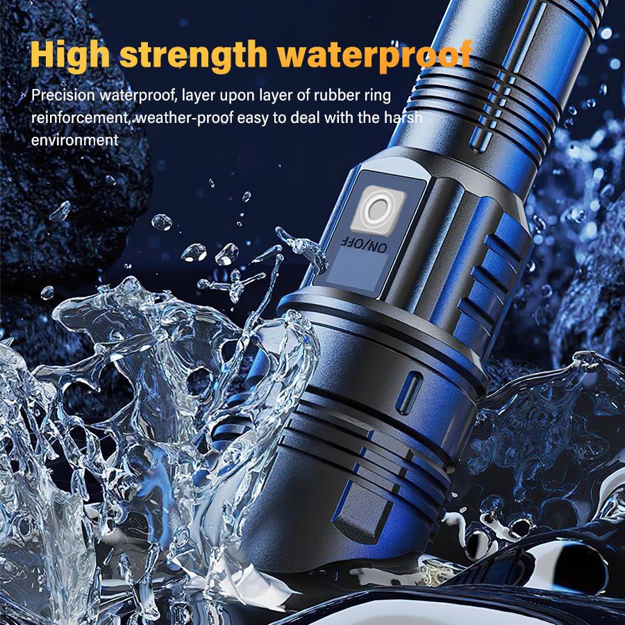 Portable Powerful LED Flashlight Built-in Battery Type-C Rechargeable Outdoor Long-range Camping Emergency Tactical Flashlight