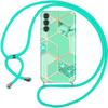 Protective Case - BOOLING - for Samsung Galaxy A14 4G/5G - Shockproof - Turquoise Marble Pattern - Elegant
