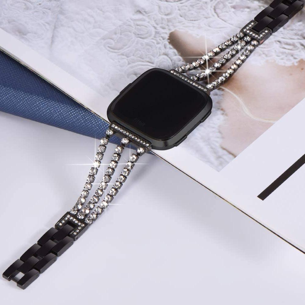 Slim Wristband for Fitbit Sense 2 Bands Dressy Metal Bracelet Bling for Fitbit Versa 2/3/4 Watchband Jewelry Women Strap Luxury