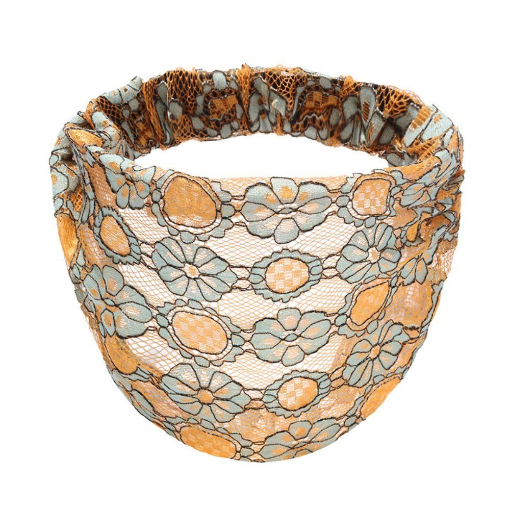 Hair Hoop Mesh Flower Headband Non Slip Wide Side Head Wrap Fashion Lace Hairbands Party
