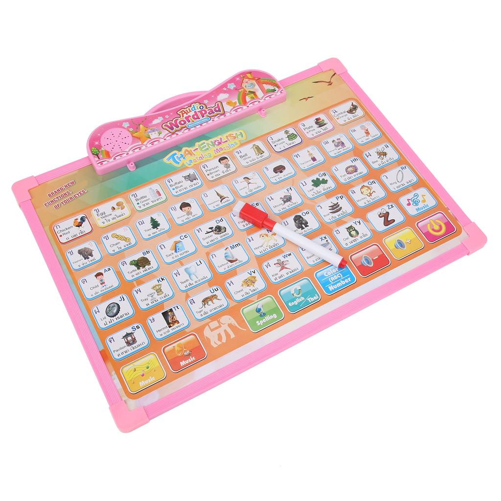 Thai English Language Reading Book Learning Ebook Voice Reading Book Educational Study Toy(Pink )