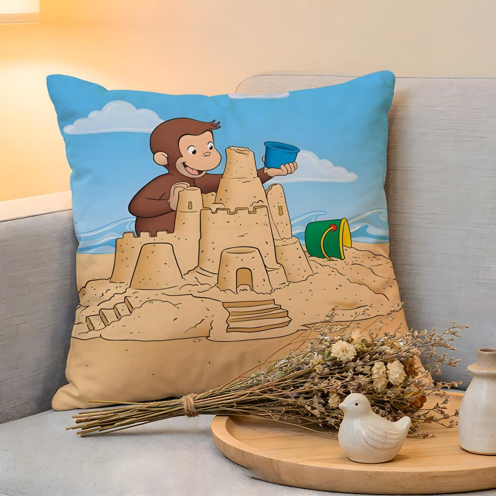 Cushion Cover  Linen  SkinFriendly Soft Decorative Case for Sofa Home Decor MONKEY CARTOON CCurious GeorgeS Pillow cover