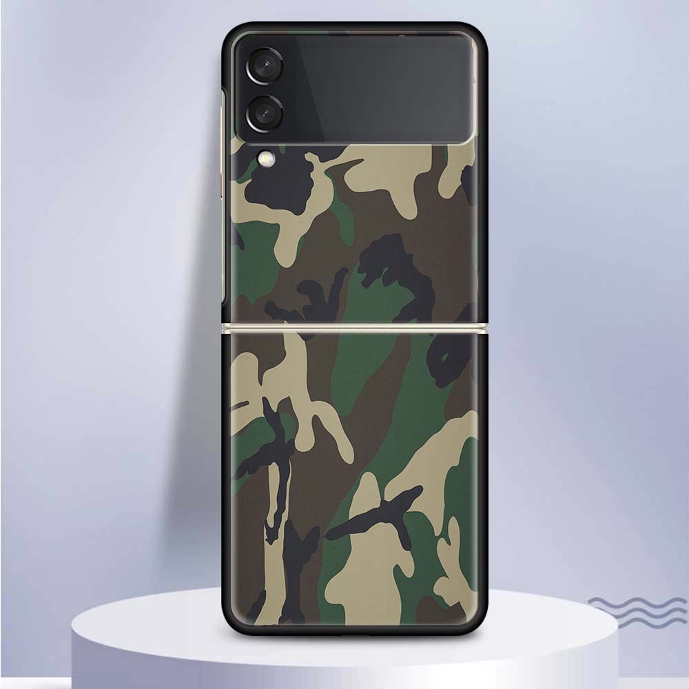 Камуфляжный военный чехол для телефона Samsung Galaxy Z Flip 5 4 3 5G, черный твердый чехол ZFlip 5 4 3, роскошный противоударный чехол-бампер
