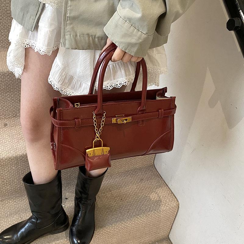 Niche Fashion Oil Wax Leather Portable Refrigerated Retro Casual Shoulder Bag High-End Tote Женская сумка