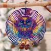 Фиолетовый Золотой Сова Колокольчик Ветра с Витражным Стеклом Уличный Садовый Декор Вращающийся на 360 градусов Крючок Не Требуется Батарея Легко Подвесить Домашнее Искусство