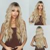 Ombre Blonde Platinum Синтетические парики Длинные вьющиеся волны Парик из натуральных волос для женщин Афро-косплей парик Термостойкие парики с челкой