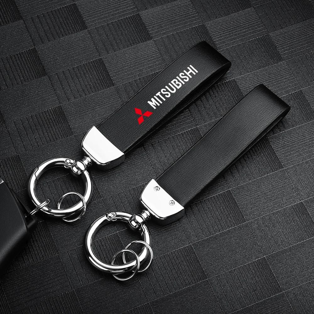 Luxury Leather Keyring Pendant Car Accessories for Mitsubishi Eclipse Cross Outlander Sport Xpander L200 MPV Mirage