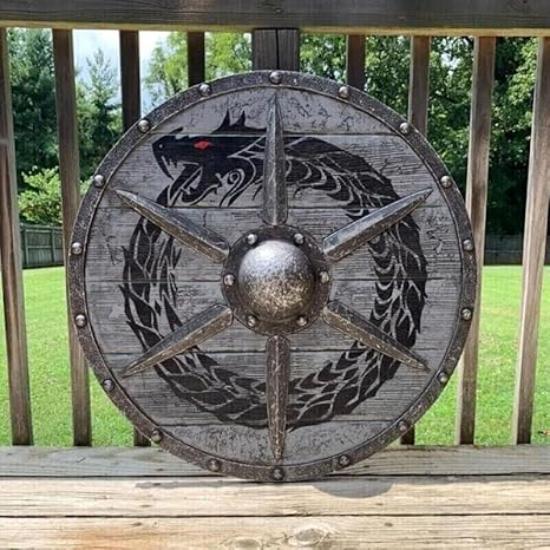 Medieval Larp Warrior Wood & Steel Viking Round Shield Armor Templar Shield