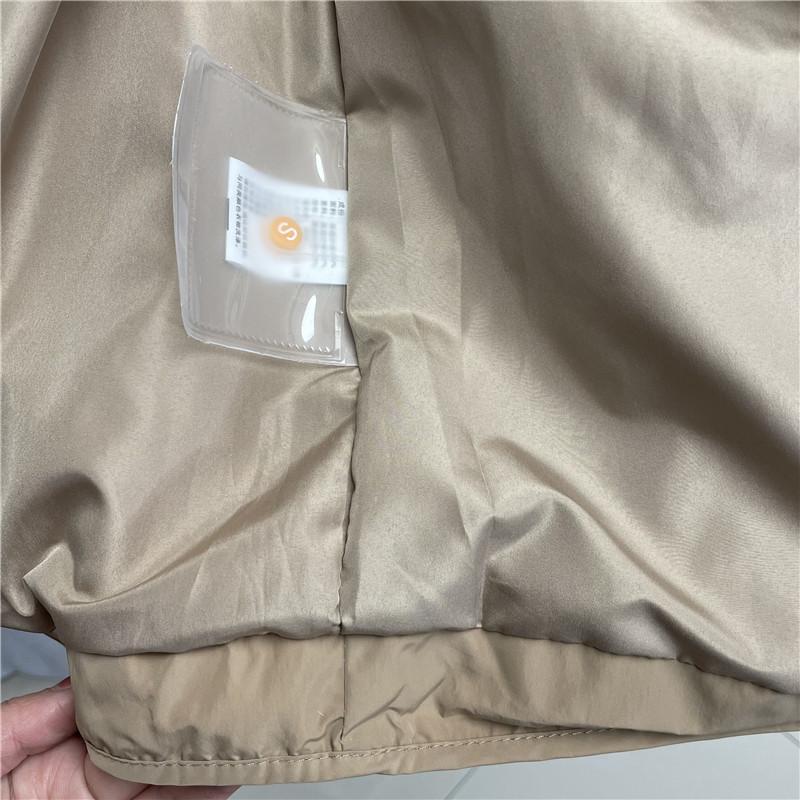 Women Fall Winter White Duck Down Jacket Coat Padded O-Neck Single-breasted Full Sleeve Pocket Lingge Thin Solid Color