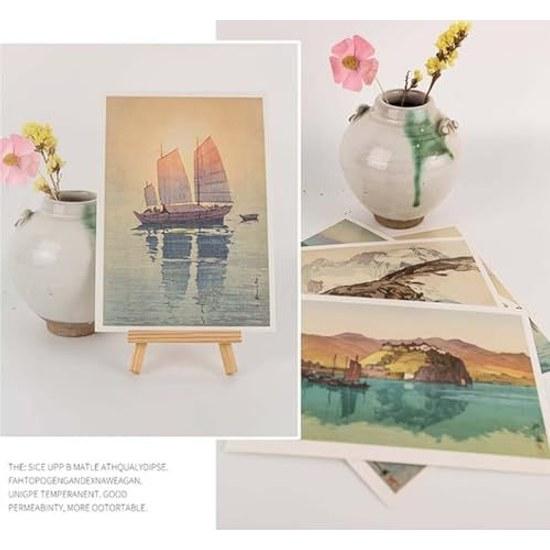 TONGTONG 24 pieces 1 set Japanese landscape postcard literary greeting cards blessing message box