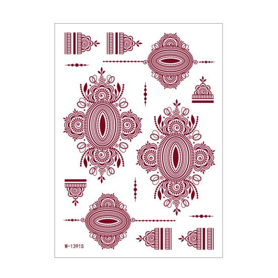 Red Henna Tattoo Kit, Waterproof Henna Tattoos Stickers, Temporary Tattoo Stickers for Women Wedding Party Festival Decorations