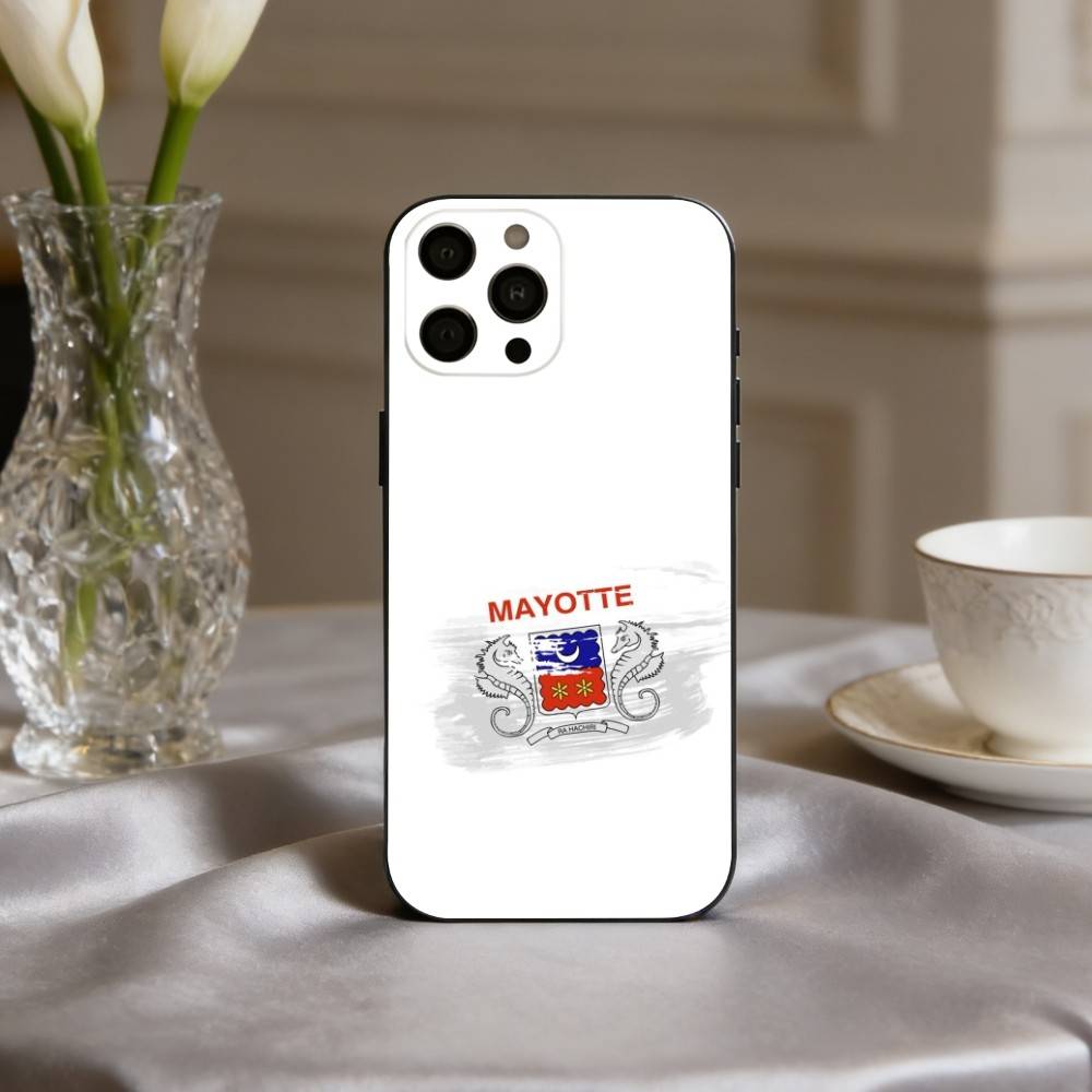 N-Nation F-Fllag Mayotte Phone Case For iPhone 17,16,15,14,13,12,11 Plus,Pro Max,XS,Soft Silicone Black Cover