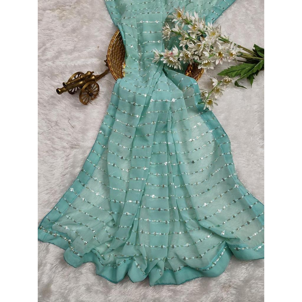 Плотный жоржет с вышивкой, с кружевной каймой с обратной стороны*