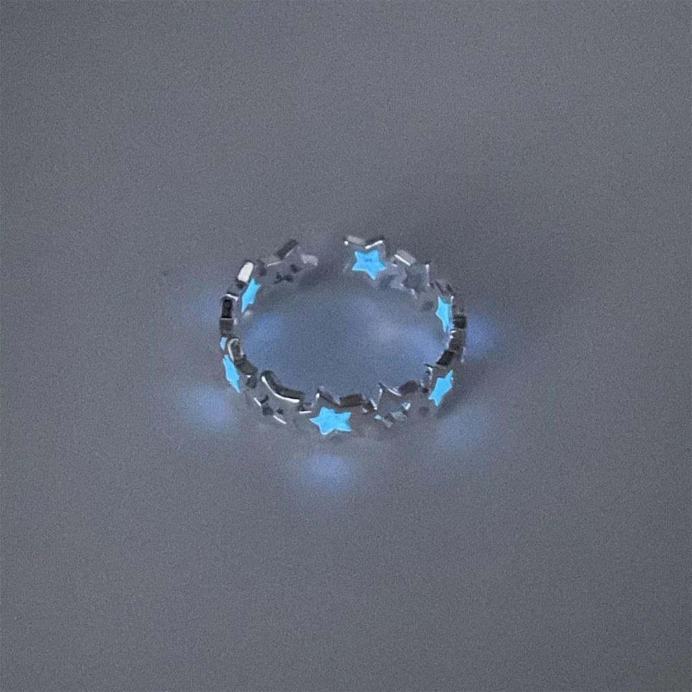 Open Luminous Star Ring Glow in Dark Light Adjustable Ring Exquisite Glowing Finger Ring Couples