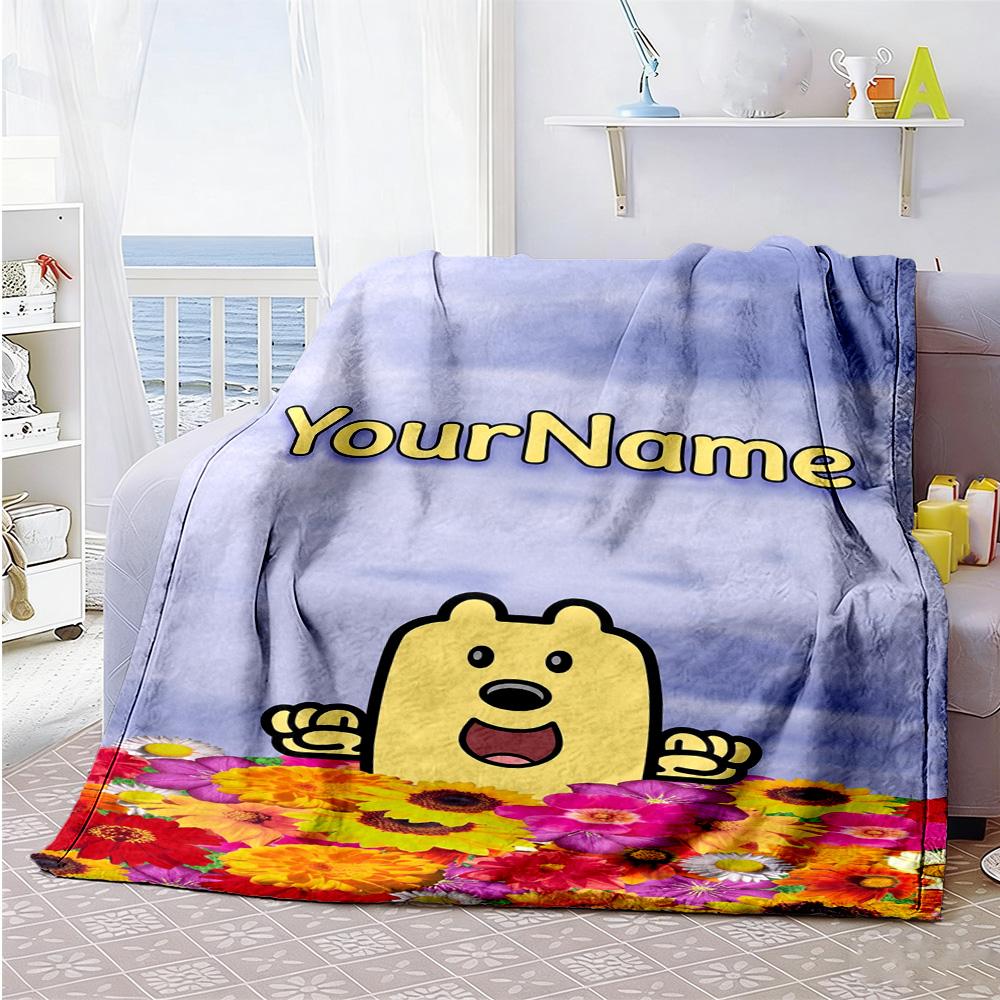 Wow! Wow! Wubbzy Personalized Name Blanket Throw Customizable Blanket Soft Warm Cozy Throw For Seaside Nap Livingroom Picnics Ideal for All Seasons