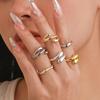 European-American Liquid Metal Curved Hug Ring Set for Women
