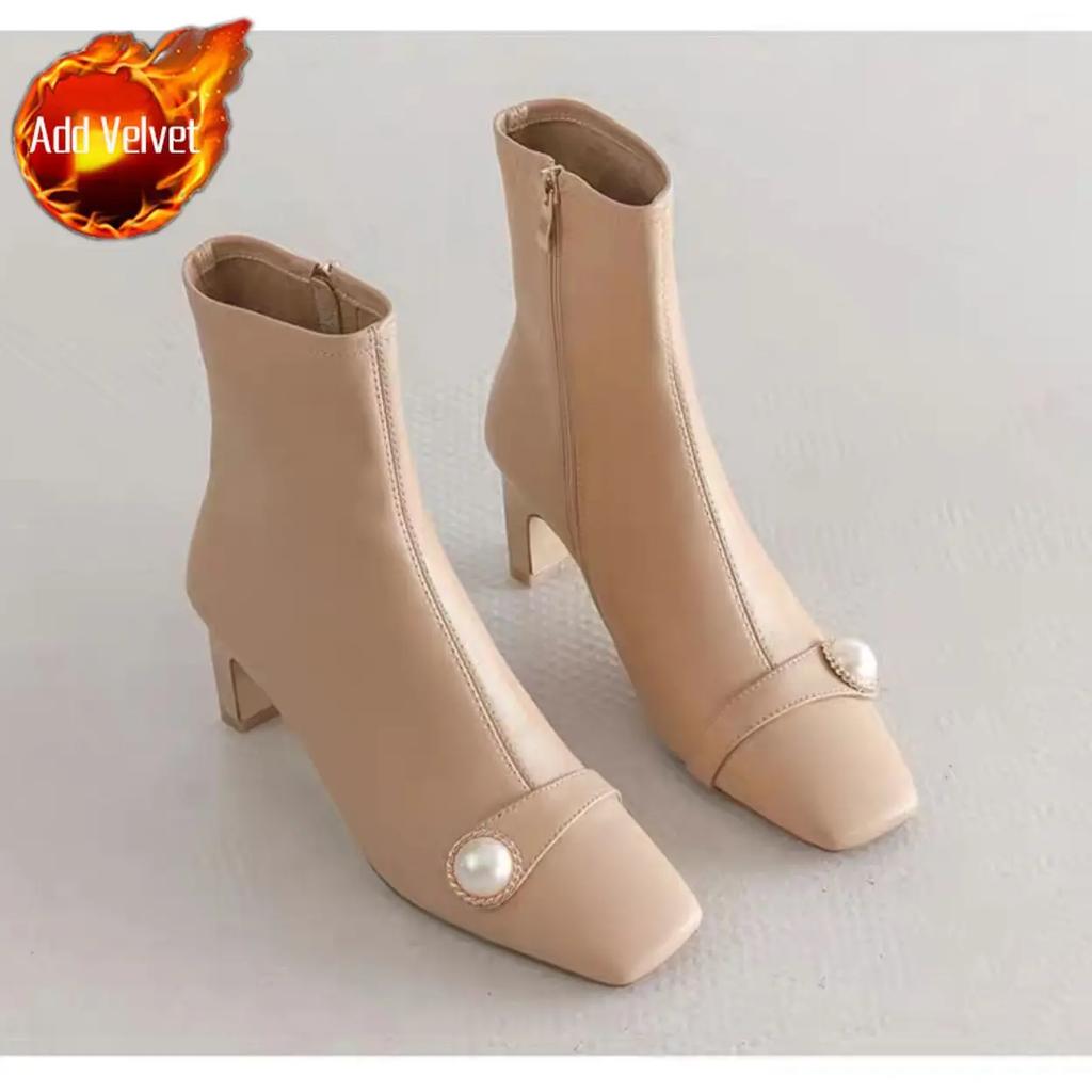 Обувь Белые женские ботильоны со стразами Короткие туфли для женщин Элегантные на среднем каблуке Ботильоны из искусственной кожи Новые рок-н-ролльные горячие Y2k