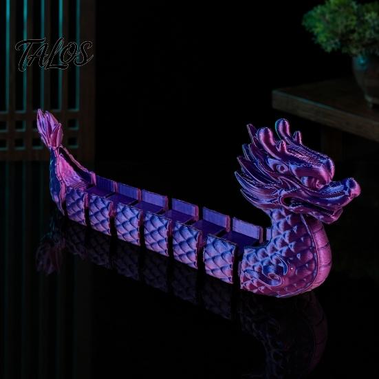 Красочная Металлическая Орнаментальная Фигурка Драконьей Лодки с 3D-печатью, Статуэтка с Гибким Телом, Уникальный Фестивальный Подарок, Традиционная