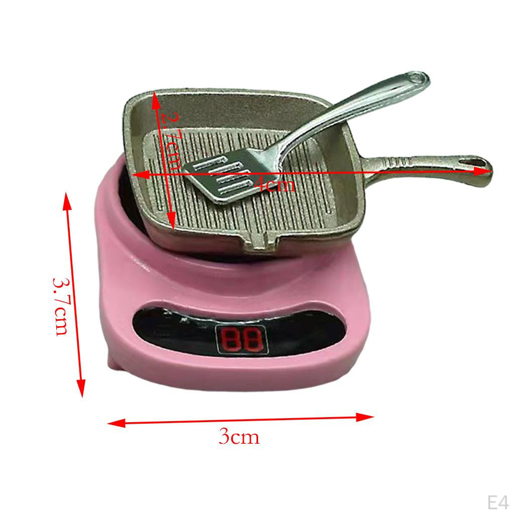 1/12 Dollhouse Miniature Electric Furnace Accessories with Pan and for Kitchen Girl Gifts