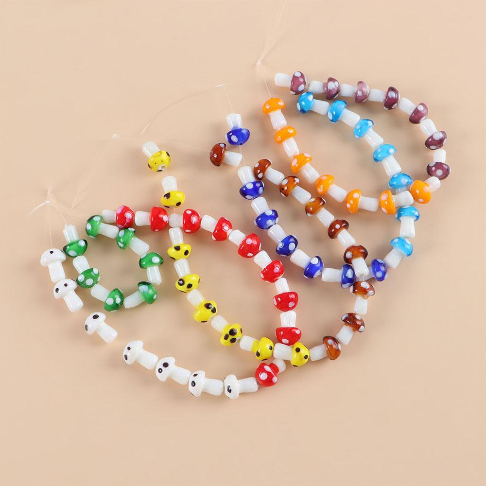 Ожерелье Студенческий браслет Бусины-грибы Изготовление украшений Аксессуары Стеклянные бусины-россыпи DIY Поделки