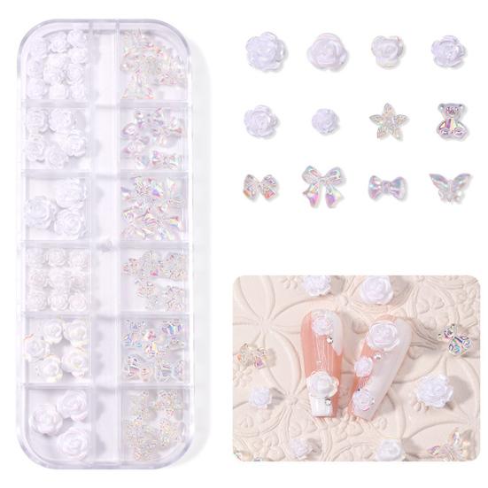 1 Box Nail Decoration Creative Shape Vivid Color Stunning Visual Effect Non-Fading Wide Application Decorative Resin Luxury Flower Bear Nail Supplies