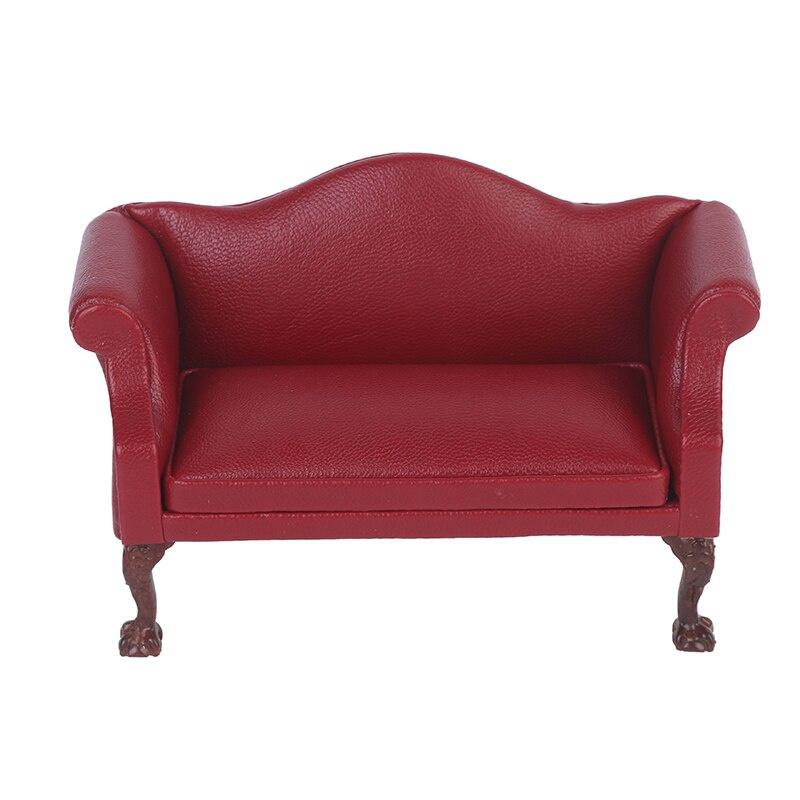 Многоцветный 1:12 кукольный домик, миниатюрный кожаный диван, двойной диван, кукольный домик, декор для гостиной