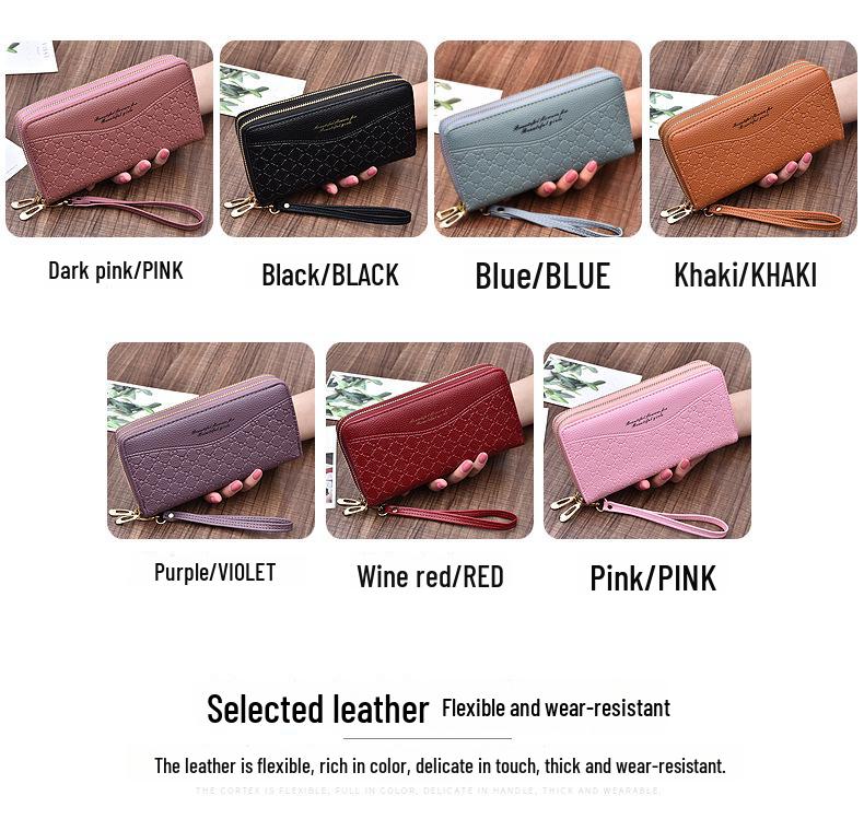 Женский длинный кошелек с двойной молнией - европейский и американский стиль, большой вместимости, двухслойный клатч