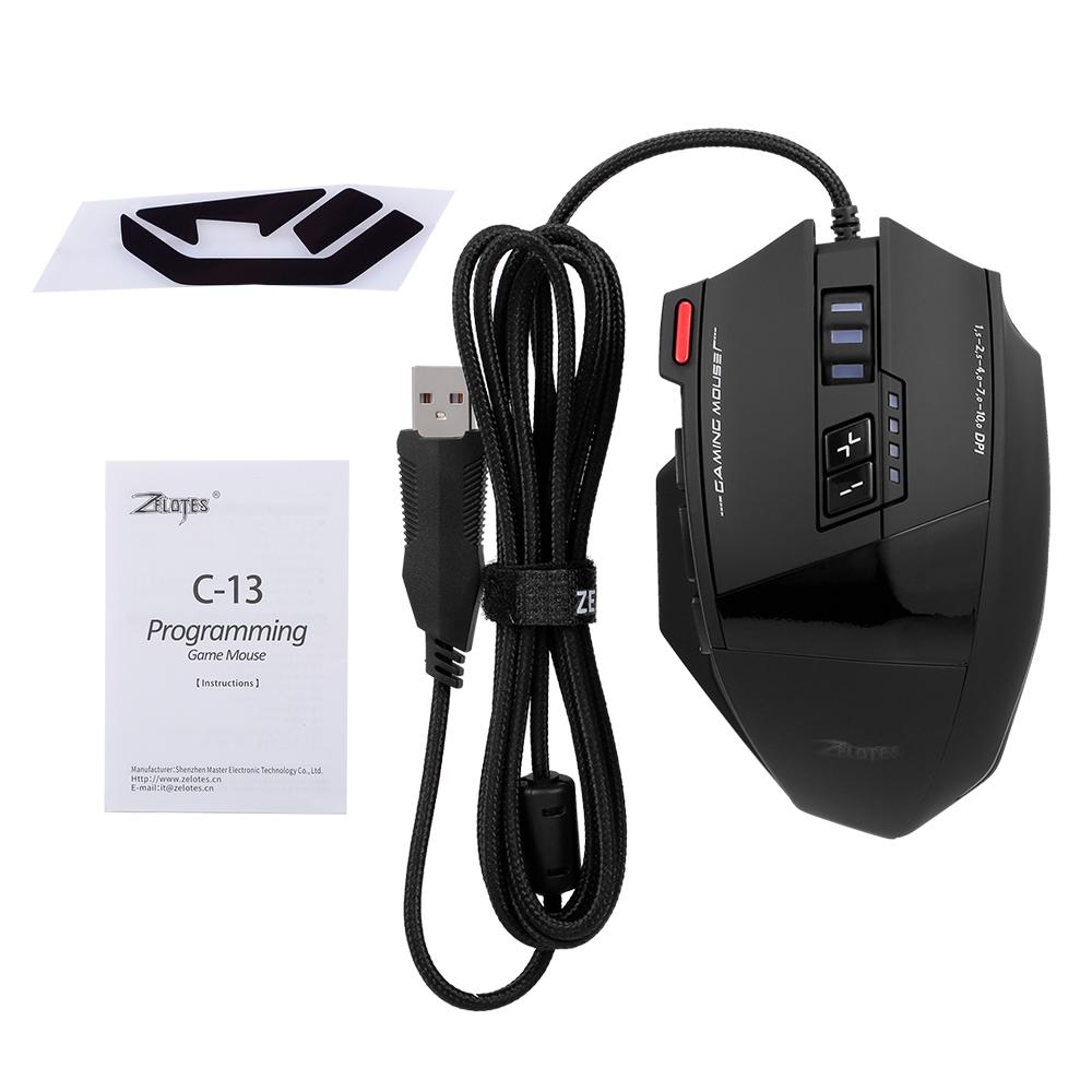 Zelotes C-13 Mouse da gioco cablato 13 Вкус программирования Cintura RGB