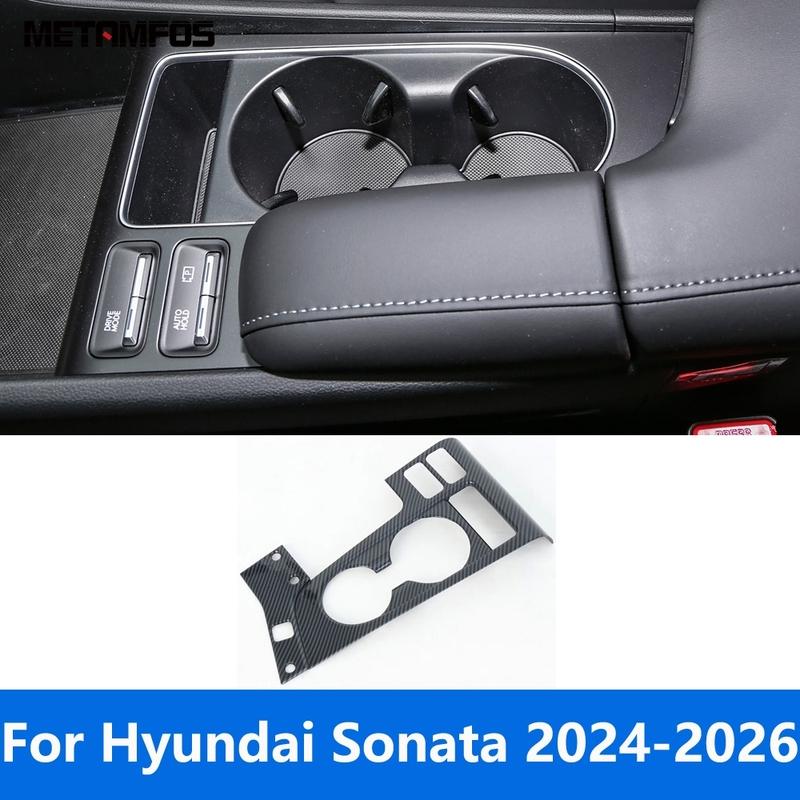 Для Hyundai Sonata 2024 2025 2026 Панель-накладка на центральную консоль и рычаг переключения передач из углеродного волокна, накладка на подстаканник, аксессуары для интерьера