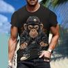 Men's T-shirts Cartoon Monkey 3D Print T-shirt Casual Short Sleeve Crew Neck Tees Oversized Men Clothing Tops Outdoor Streetwear