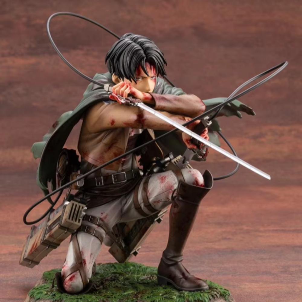 18CM Anime Figure Attack On Titan Levi Ackerman Fortitude Sword Detachable Model Toy PVC Special Edition Scene Bloody Battle