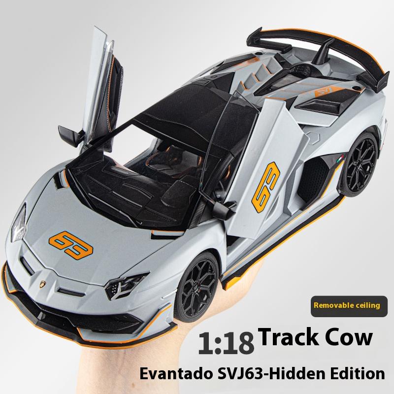 1/18 Scale Lamborghini Aventador SVJ Hidden Edition Race King Supercar Alloy Diecast Model Car Sound & Light Children Toy Gift Present