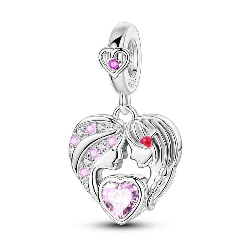 Сверкающие Шармы с Камнями Рождения Медное Сердце Ключ Подвеска на День Рождения Подходит для Оригинального Ожерелья Браслета Женские Украшения Сделай Сам Подарок