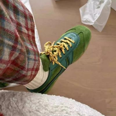 Нишевая ретро цветовая гамма женские осенние новые туфли на платформе с круглым носком на шнуровке на плоской подошве