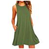 Women  Casual Pockets Sleeveless Above Knee Dress Loose Party Dress