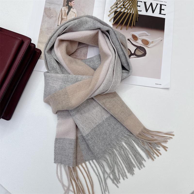 100% Wool Plaid Scarf for Women and Men - Warm, Stylish Gift for Winter