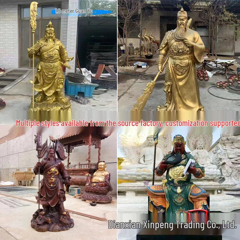 Large Bronze Guan Gong Statue - Pure Copper Guan Yu, Martial Wealth God